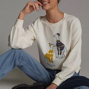 NWOT Anthropology Maeve Ski Pups Graphic Sweatshirt